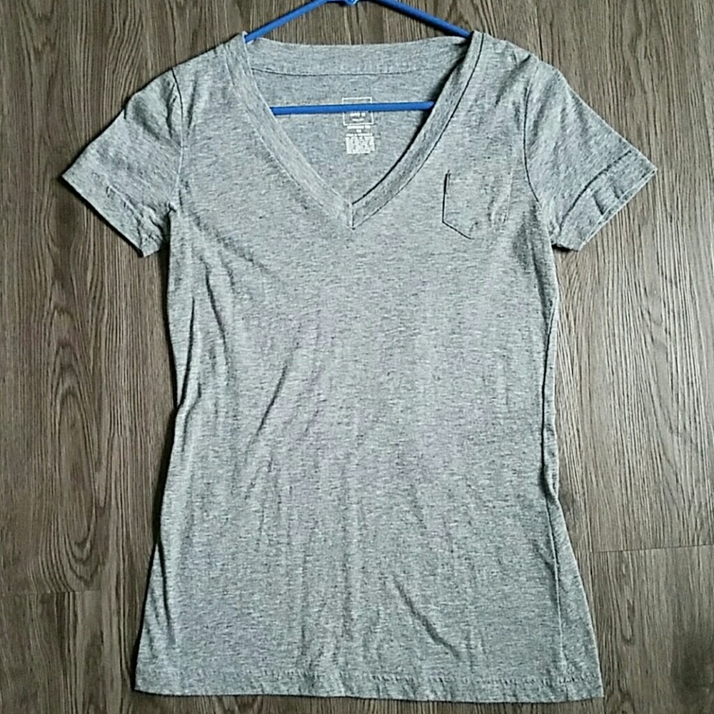 Gray Boyfriend V Neck Tee